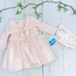 NEW Nannette Baby Pink Sparkly Dress with Matching Jacket 3/6 months